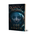 Book cover of 'Olympus Rising' by Zoe Routh with an astronaut's helmet design.