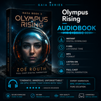 olympus rising book cover of female astronaut face and audiobook features
